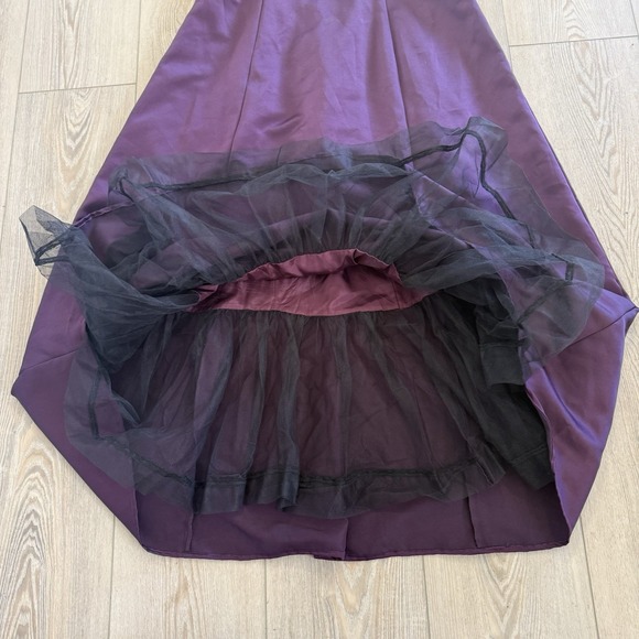 Michelangelo Plum Satin Velvet Formal Gown Womens Medium Evening Dress - Picture 6 of 8